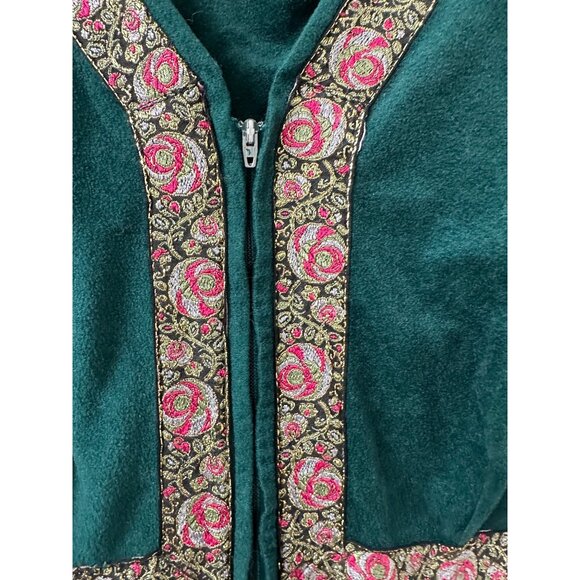 Vtg Danielle Green Velvet Jumper Wide Leg Zip Closure women’s M-L 70 style Read - Picture 2 of 16